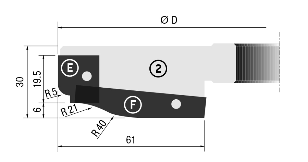 Konterprofiler-Abplattfräser Set 183x30/40x30xZ=2+2 in Alu